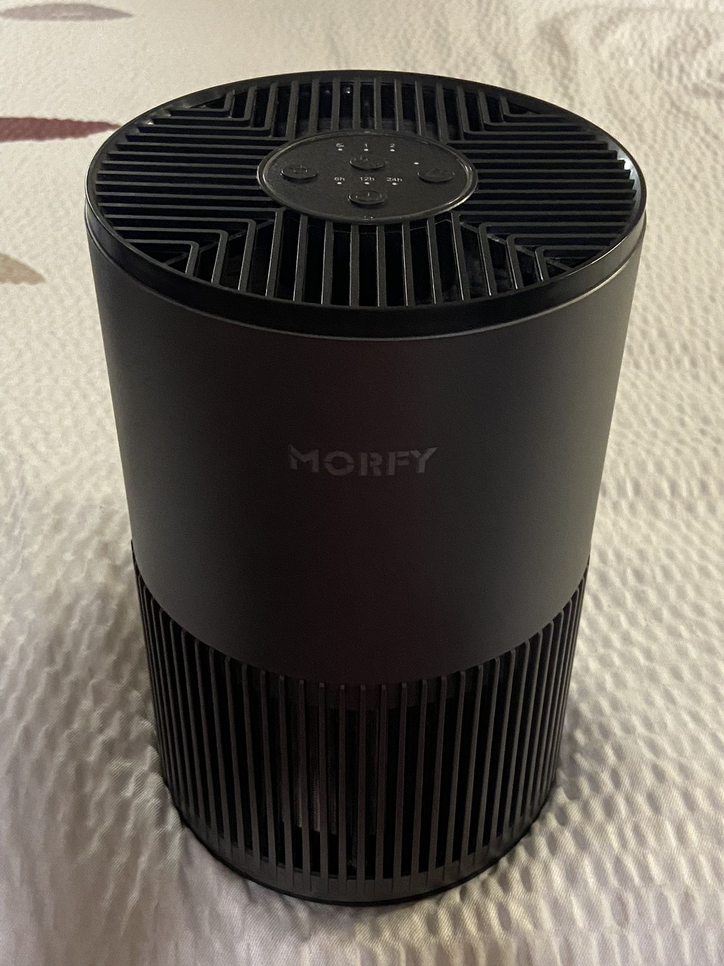 Morfy Gray 3 Stage Hepa Filtration Air Purifier. 3 Fan Speeds 6/12/24H Timer Interior Mood Lighting
