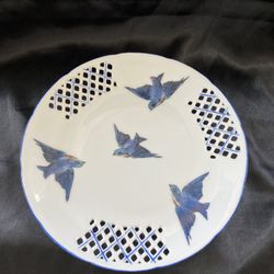 Victoria Austria Blue Bird Lattice Plate
