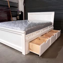 New Full Bed With Drawers And Mattress 