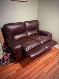 Couch Set w Powered Leg & Headrest - Dark Brown Leather
