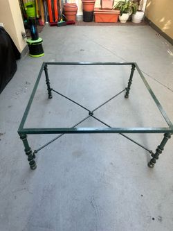 Vintage Hollywood Regency Coffee Table w/ Glass Top – 3’ x 3’