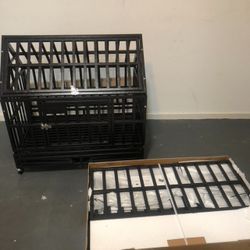 Heavy-Duty Metal Dog Cage in Brown Black - Medium 38 in.