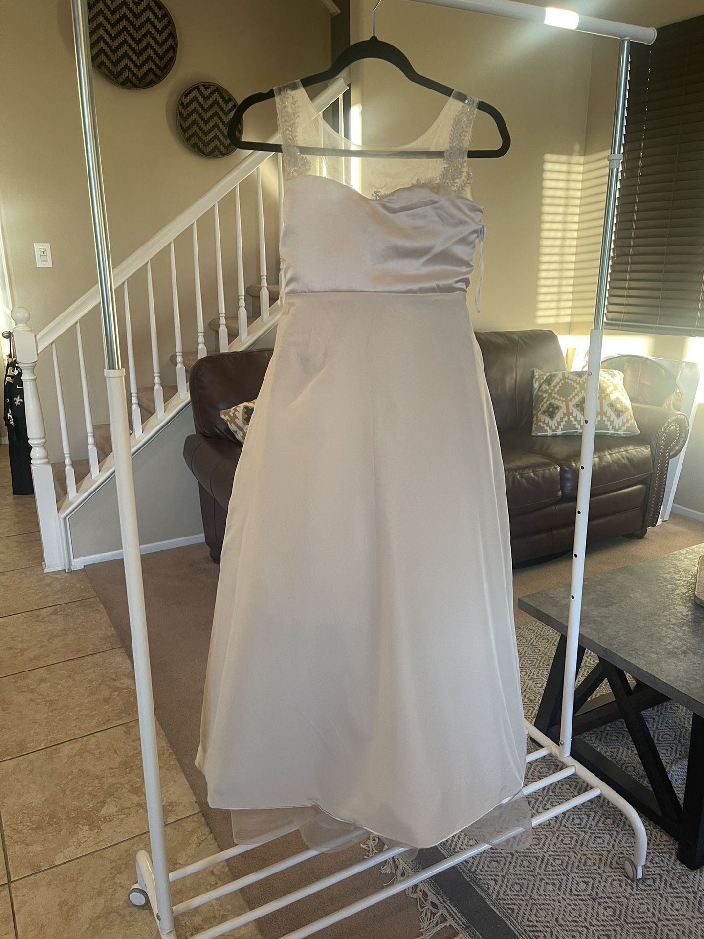 Girls' Special Occasion Tulle Tiered Dress with lace appliqué