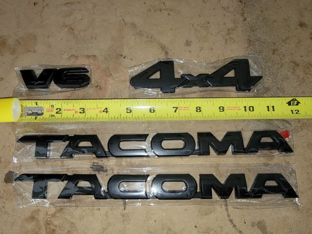 3D Toyota Tacoma Set Of 4 Black Emblems 4x4 V6 2ND Gen