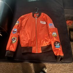 Orange Bomber Jacket Forever 21 (Large)