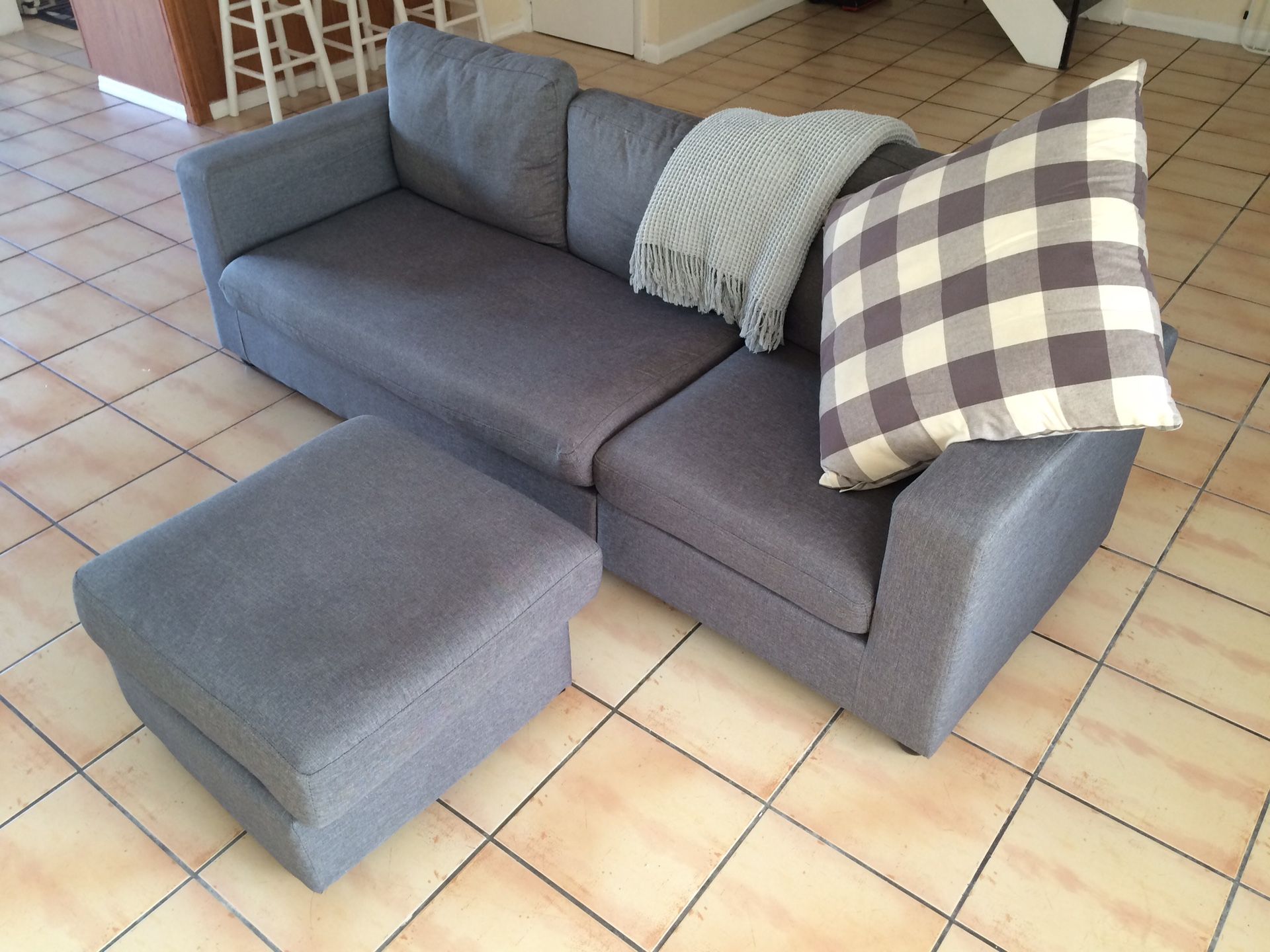 Gray sofa with ottoman!
