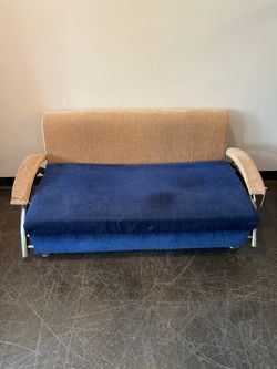 Two-Tone Upholstered Loveseat with Metal Frame