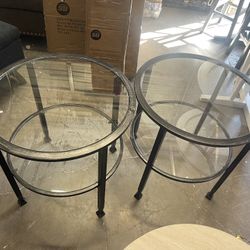 Black Metal And Glass End Tables