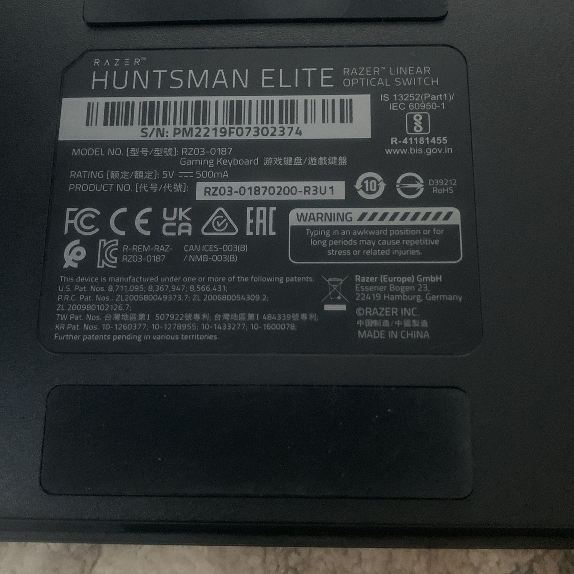 Razer Huntsman Elite gaming keyboard