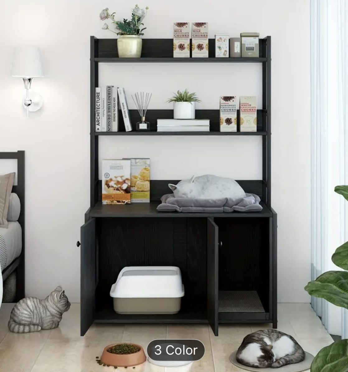 52” Multi-Level Cat Litter Box with Shelves