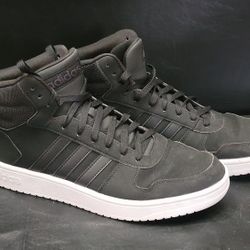 Adidas Men's Hoops 2.0 Black Sneakers - Size 12 - Athletic Mid-Lace Style