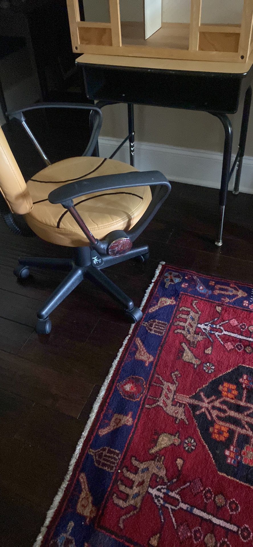 Small Black And Natural Desk, Basketball Boys, Desk Chair And A Variety Of Rugs For $45 Each