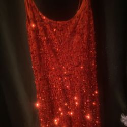Red sequin beaded maxi dress with zipper back #glam #party