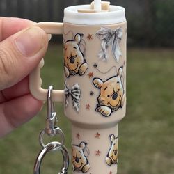 Winnie The Pooh Cup Keychain / Chapstick Holder