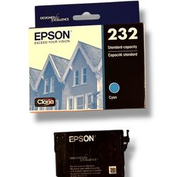 Epson 232 Cyan Ink Cartridge [T232220S] One Unopened + FREE (1) New Open Box OEM
