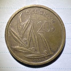 Belgian 20 francs coin from 1980