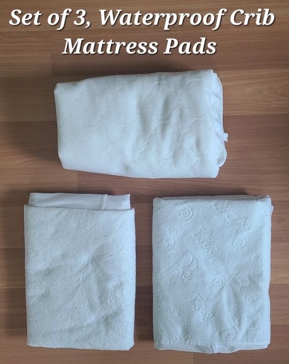 Set of 3, Crib Mattress Waterproof Pads
