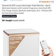 SereneLife WIFi Luxury Rectangle Towel Warmer - Spa & Bathroom Heater with custom Fragrance