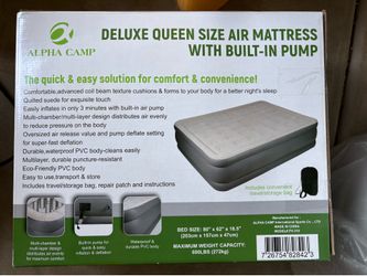 alpha camp air mattress with build-in pump（Queen）