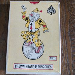 vintage deck of Crown Brand No. 21 playing cards. They are 5" x 7", so they are significantly bigger than regular cards. They would be ideal for anyon