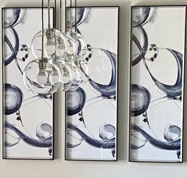 Blue, Grey and Cream Three piece Wall Art