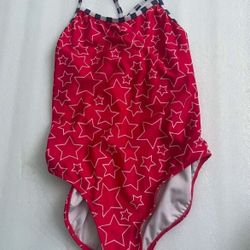 Girls Red and White Star One Piece Bikini Bathing Suit Size 14/16