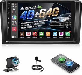 4+64 Car Radio for Mercedes Benz ML350 GL350 GL-2011 Stereo for GL ML Series, 9 inch Android Touchscreen Stereo with Carplay / Android Auto, G