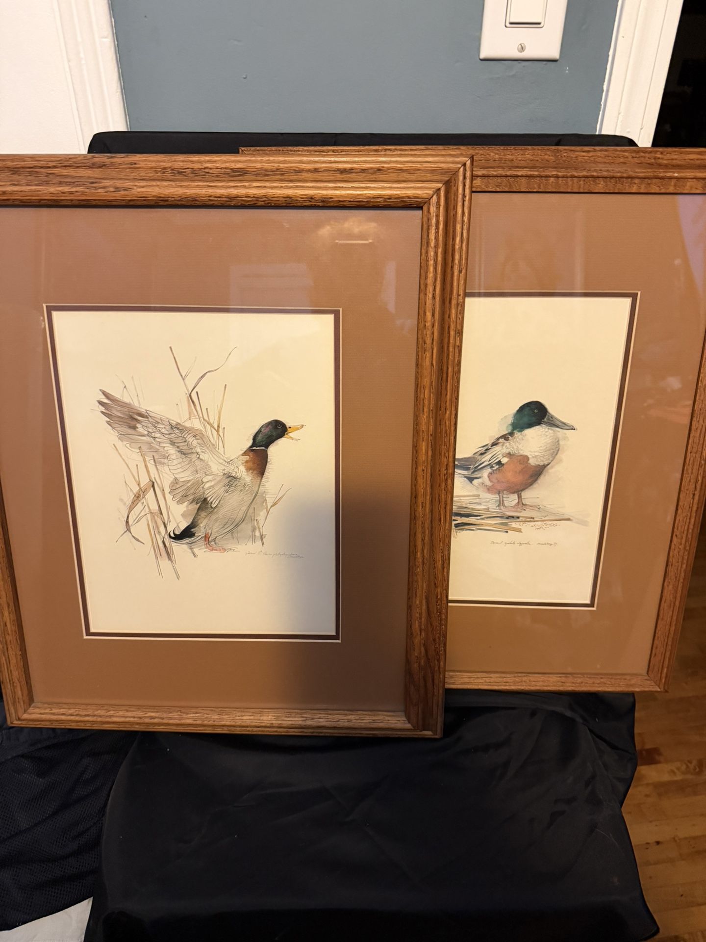Lot Of 2 Beautiful Mads Stage Lithograph Watercolor Ducks