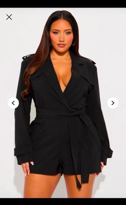 XL Black Long-sleeved Romper