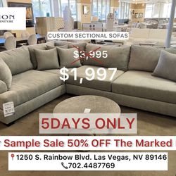 Custom Grey Fabric Sectional (Floor Sample Sale 50%OFF The Marked )