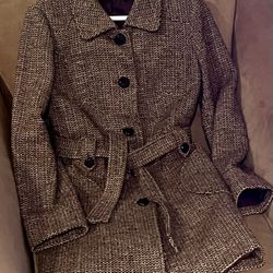 Brown Plaid 3/4 Wool Jacket 