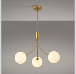 3-Light Gold Sputnik Chandeliers for Dining Room Light Fixture, Mid Century Hanging Modern Chandelier for Kitchen Island Foyer Entryway, clear Globe G