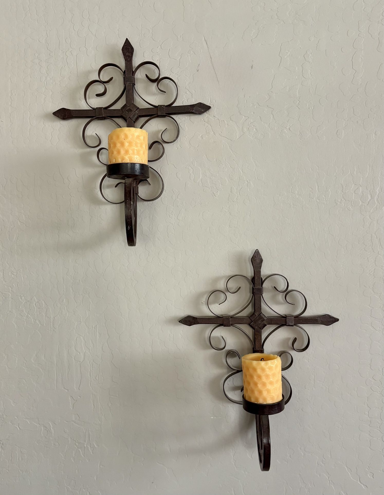 2 Metal Wall Scones Approx 10”W x 14”L