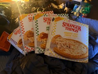 Strange things pizza boxes with original stickers