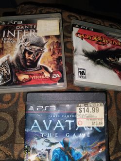 3 PS3 games God of war, Dantes Inferno, Avatar
