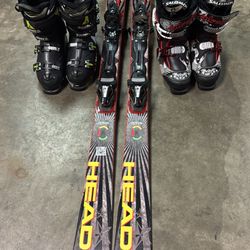 Head Skis Era 3.0 80 170 Cm Bindings And Salomon Boots Size 9, 10, 11, 12