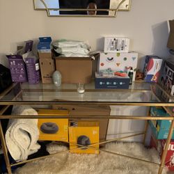 Gold hallway Console With mirror 