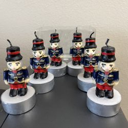 Set 6 Nutcracker Soldier Votive Wax Figurine Tealight Candles-NEW