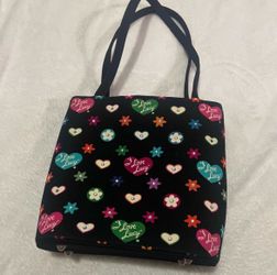 Vintage Black I Love Lucy Tote Purse Bag Hearts Colorful Y2K