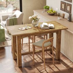 Solid Wood Bar Table, 63" Dining Table Counter Height Pub Table