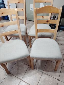 4 solid wood upholstered chairs