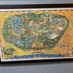Vintage Framed 1968 Disneyland Map
