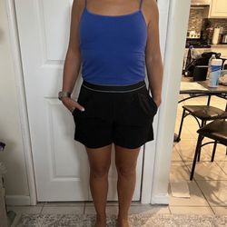 Sunzel Dress Shorts for Women 4" - High Waisted Yoga Casual Summer Athletic Elastic Waist Pleated Trouser Shorts with Pockets