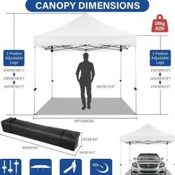10x10 Pop up Canopy Tent Heavy Duty Without Sidewalls, Easy Set-up Commercial Outdoor Party Tent, 100% Waterproof Wedding Tent Gazebo, 3 Height Adjust