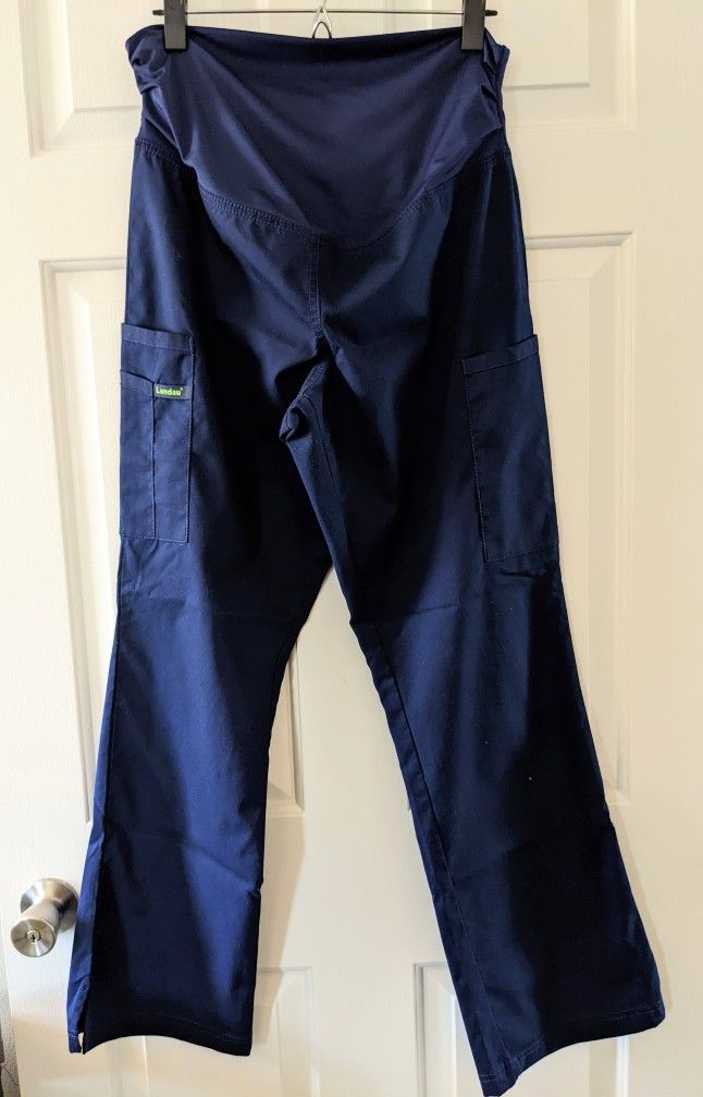 Landau Navy Maternity Proflex Bootcut Scrub Pants Size S Like New