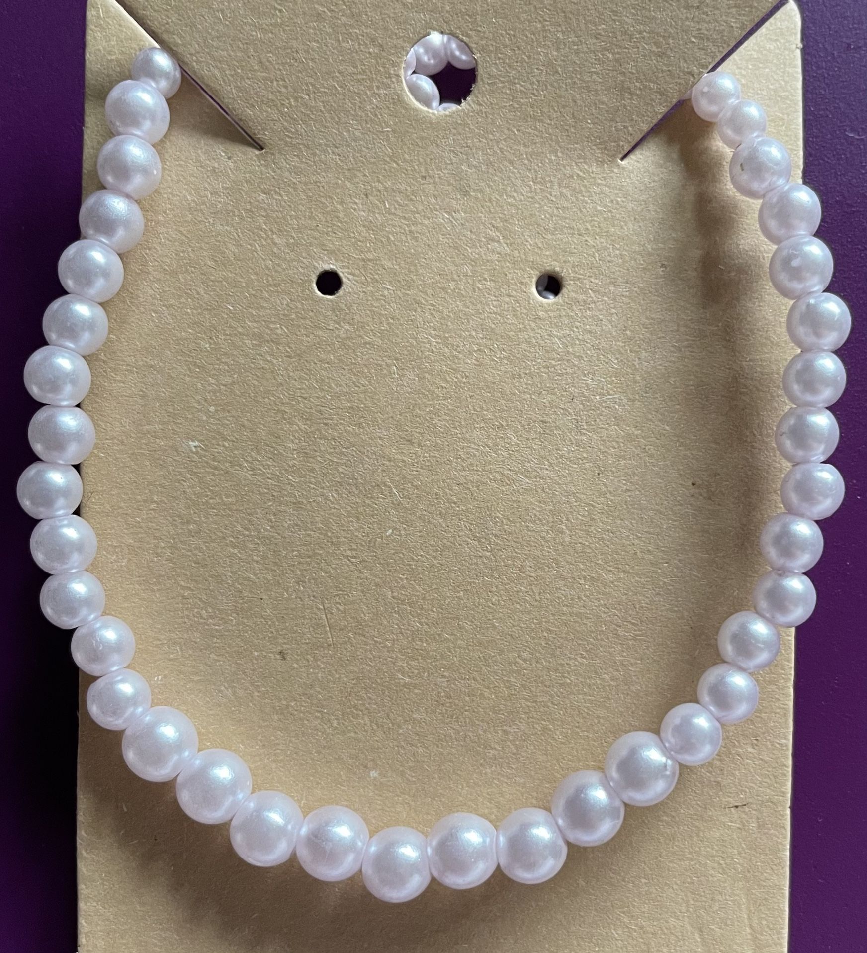 14”-long Fake, Pink-Pearl Choker
