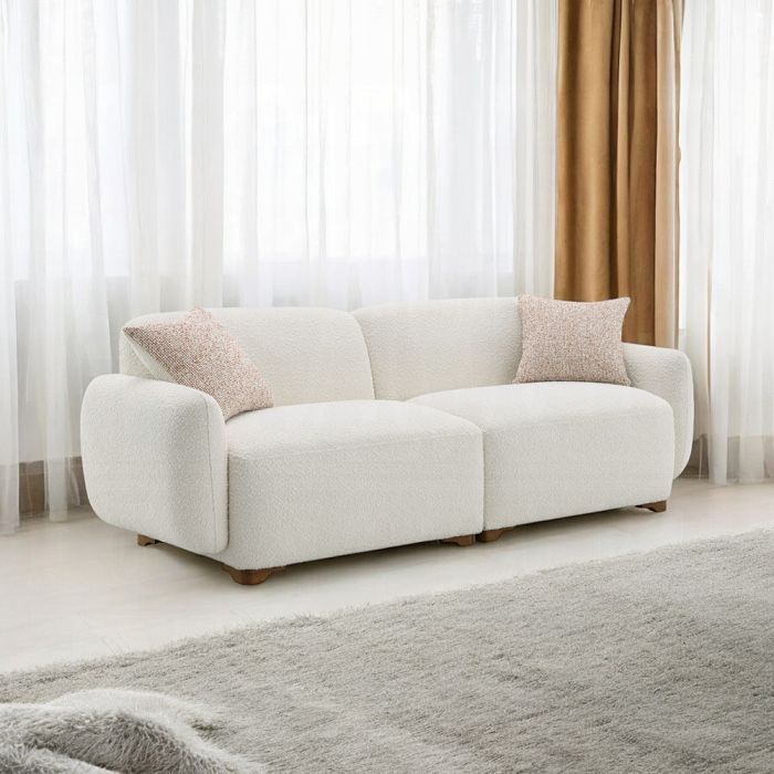 New Boucle Sofa Color Beige - Free Delivery ✅  Modern Boucle Sofa - 