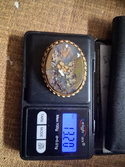 14k Gold Filed Broche With Slabbed Agate