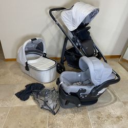 Uppababy Cruz Stroller with Bassinet and Car Seat White