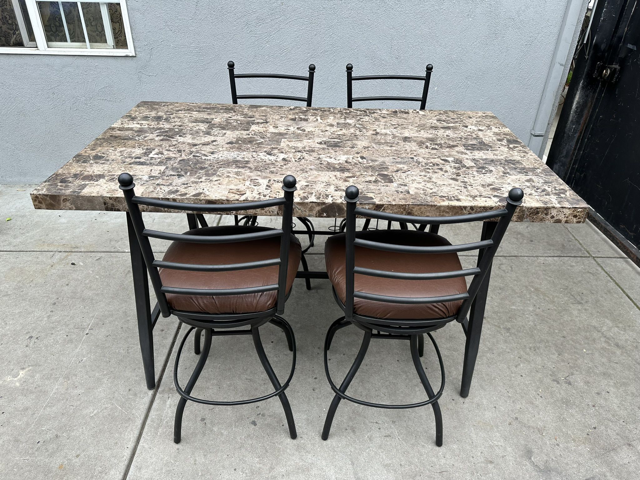Gorgeous Tall Patio Table And 4 Swivel High Chairs